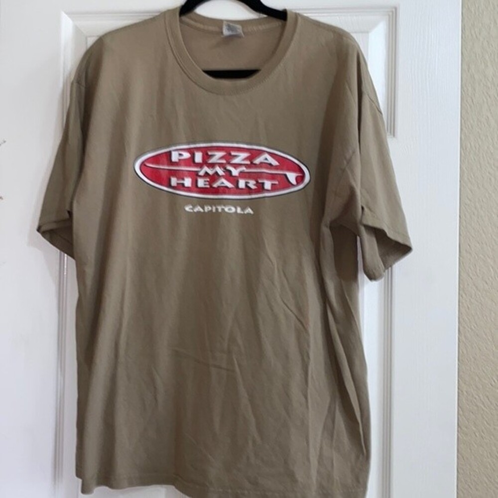 vintage shirt Pizza my heart Santa Cruz Capitola brown XL ss surf skater